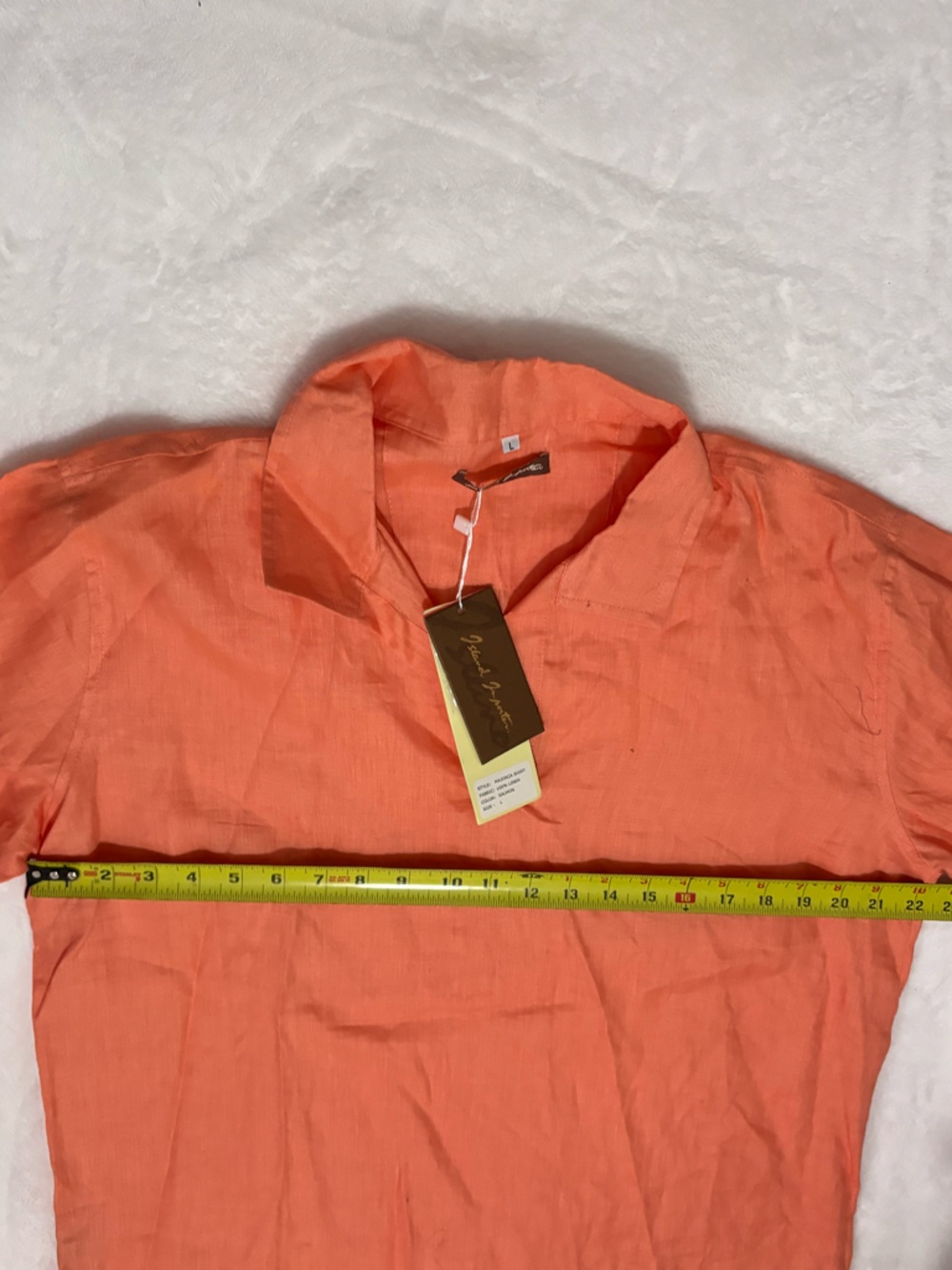 ISLAND IMPORTER Women's Orange Collared V-Neck Blouse 100% linen - Picture 13 of 13